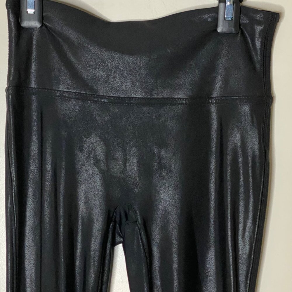 Spanx Black Faux Leather Leggings S • High-Rise Shaping Control • Sleek Fit 2437 - Picture 6 of 10